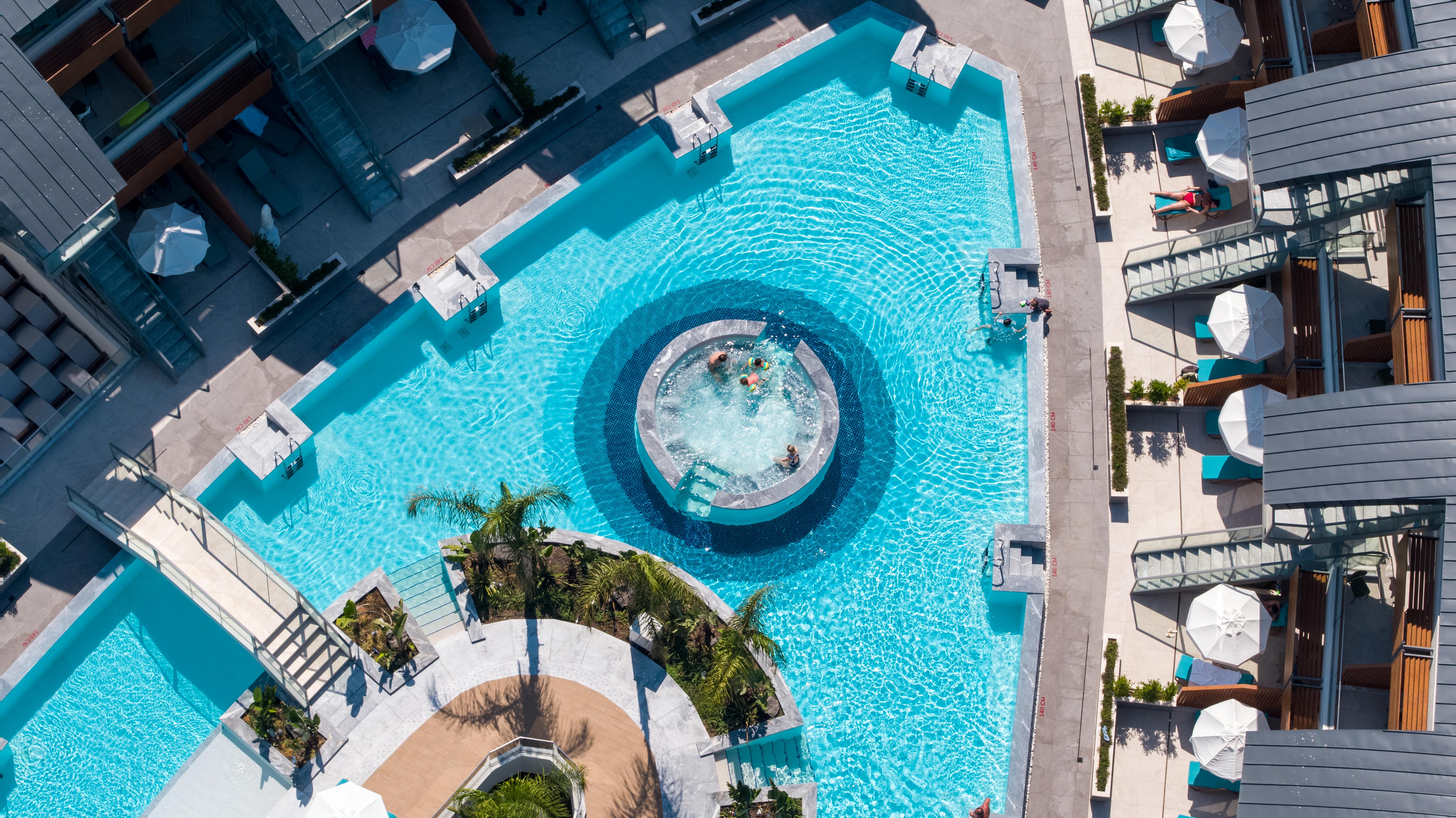 Liberty Fabay Hotel Fethiye Exterior foto Aerial view of the pool at the Hilton Athens